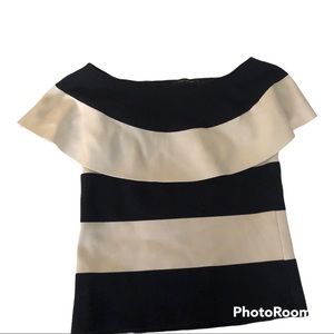 Ann Taylor off the shoulder white black striped blouse top